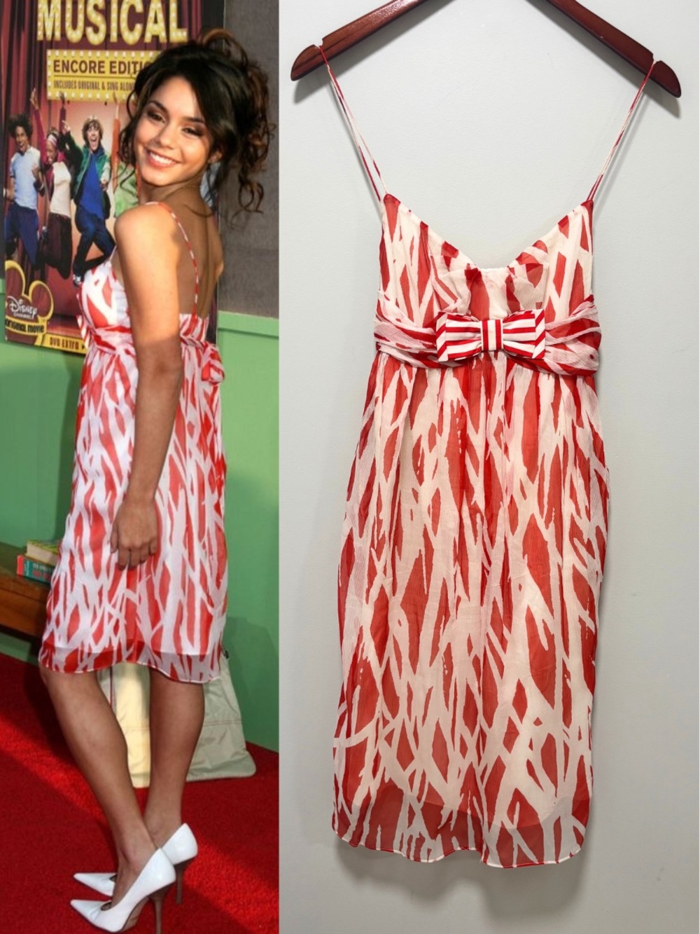 ASO Vanessa Hudgens Vintage Silk Bow Mini Dress Y2K High School Musical Party